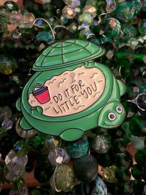 Green Turtle 'Do It For Little You' Enamel Pin
